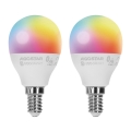 Set od 2 LED RGBW prigušiva sijalica MESH Smart G45 E14/6,5W/230V 2700-6500K + daljinski upravljač - Aigostar