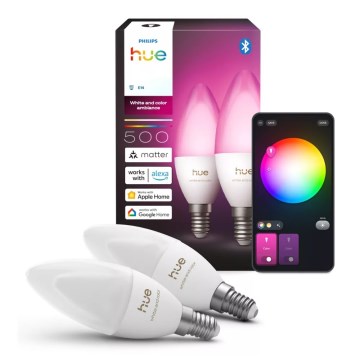 Set od 2 LED RGBW prigušiva sijalice Philips Hue White And Color Ambiance B39 E14/3,7W/230V 1000–20000K