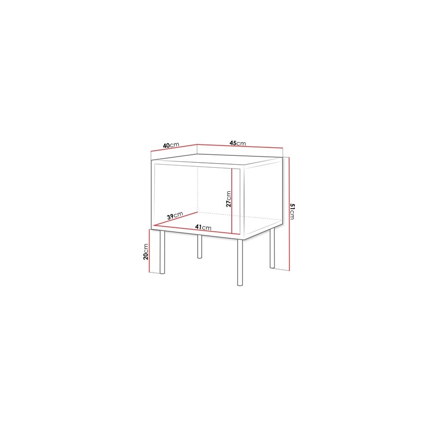 SET od 2 noćna stočića CORTINA 51x45 cm crne boje