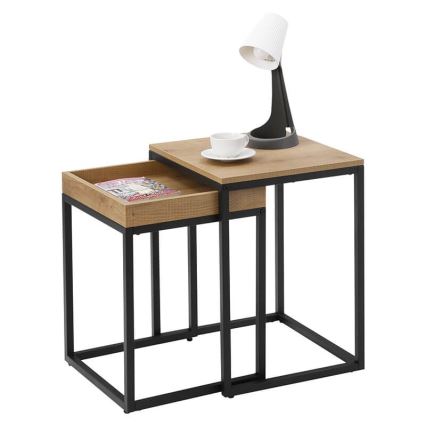 Set od 2 pomoćna stočića ELDUR, braon/crna