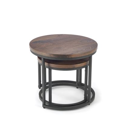 SET od 2 stolića za kafu OREO, prečnici 43/53 cm, crna/orah