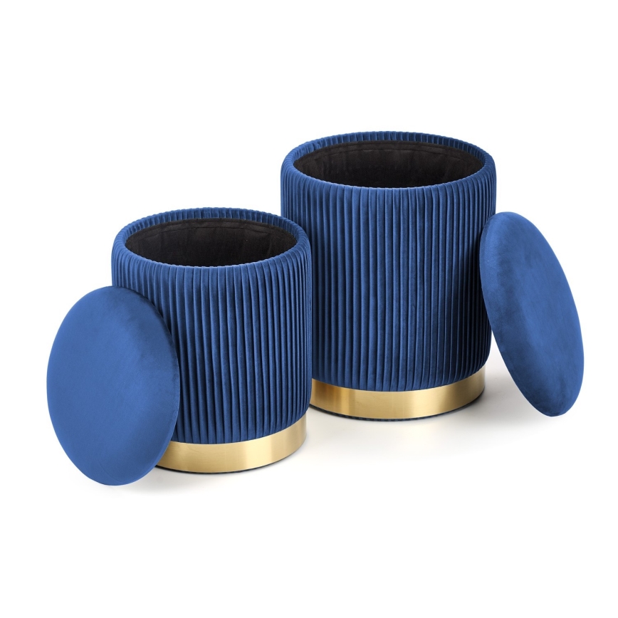 SET od 2 taburea MONTY, prečnika 36/66 cm, plavo-zlatni