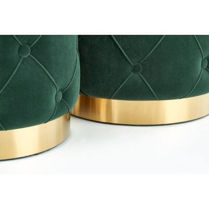 Set od 2 taburea POLLY, prečnika 40/44 cm, zelena/zlatna