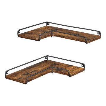 Set od 2 zidne police SHELFY 40x10x29 cm braon/crna