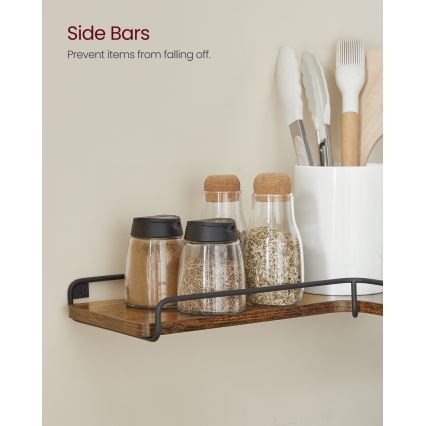 Set od 2 zidne police SHELFY 40x10x29 cm braon/crna