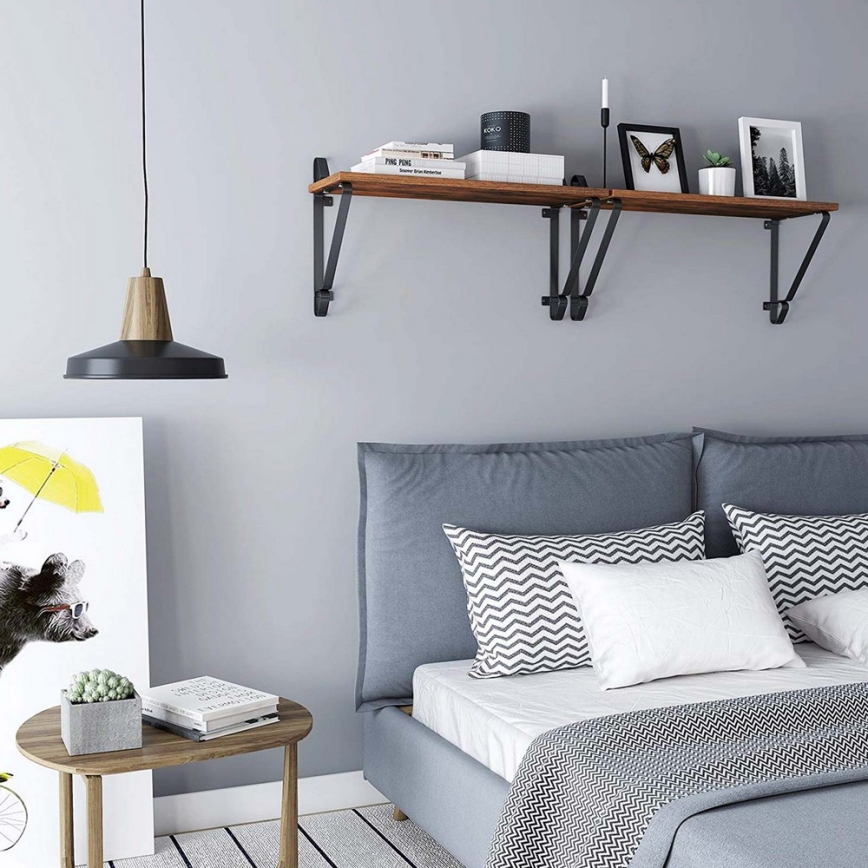 Set od 2 zidne police SHELFY braon/crna