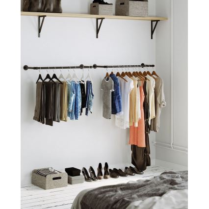 Set od 2 zidne vešalice za ramena LINEA, crna