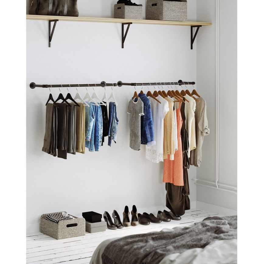 Set od 2 zidne vešalice za ramena LINEA, crna
