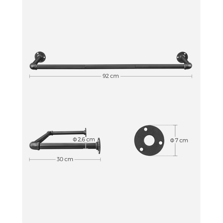 Set od 2 zidne vešalice za ramena LINEA, crna