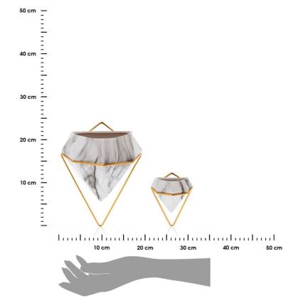 SET OD 2 zidnih saksija SEMELA 23x20 cm, zlatne