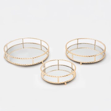 SET od 3 dekorativna pladnja, prečnici 27/33/37 cm, zlatni