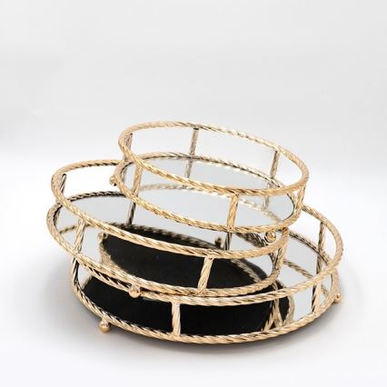 SET od 3 dekorativna pladnja, prečnici 27/33/37 cm, zlatni