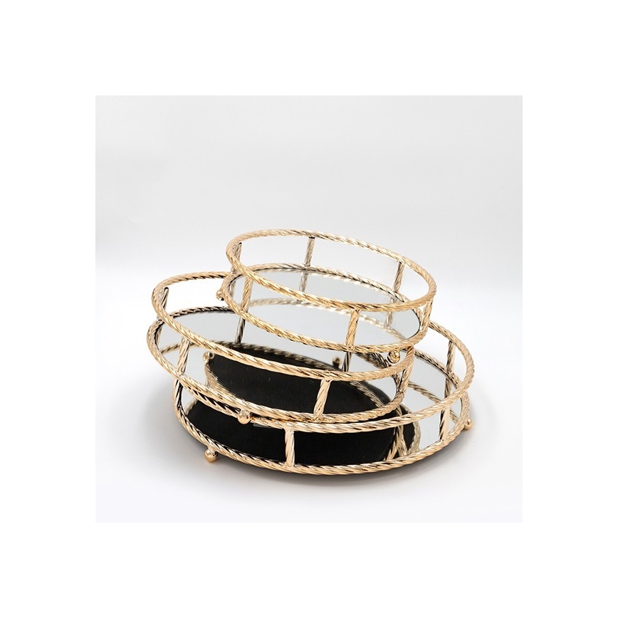 SET od 3 dekorativna pladnja, prečnici 27/33/37 cm, zlatni