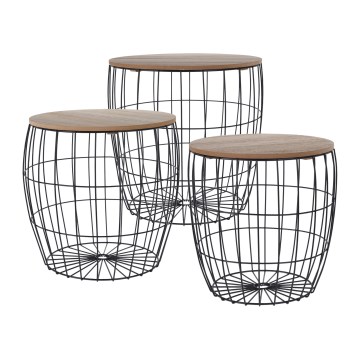 SET od 3 konferencijska stočića BRISO, prečnici 31/38/42,5 cm, braon/crna