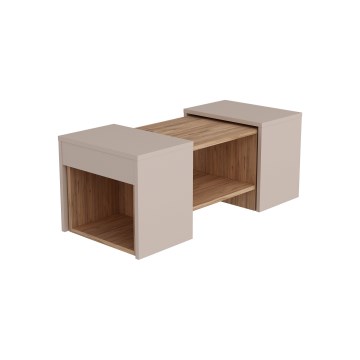 SET od 3 konferencijska stočića SOLIS 45/45/100x30/30/40 cm bež/smreka
