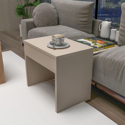 SET od 3 konferencijska stočića SOLIS 45/45/100x30/30/40 cm bež/smreka