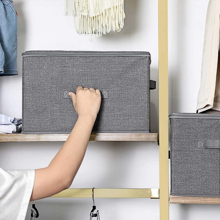 Set od 3 kutija za odlaganje sa zatvaračem CURAN, sive