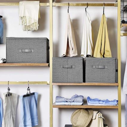 Set od 3 kutija za odlaganje sa zatvaračem CURAN, sive