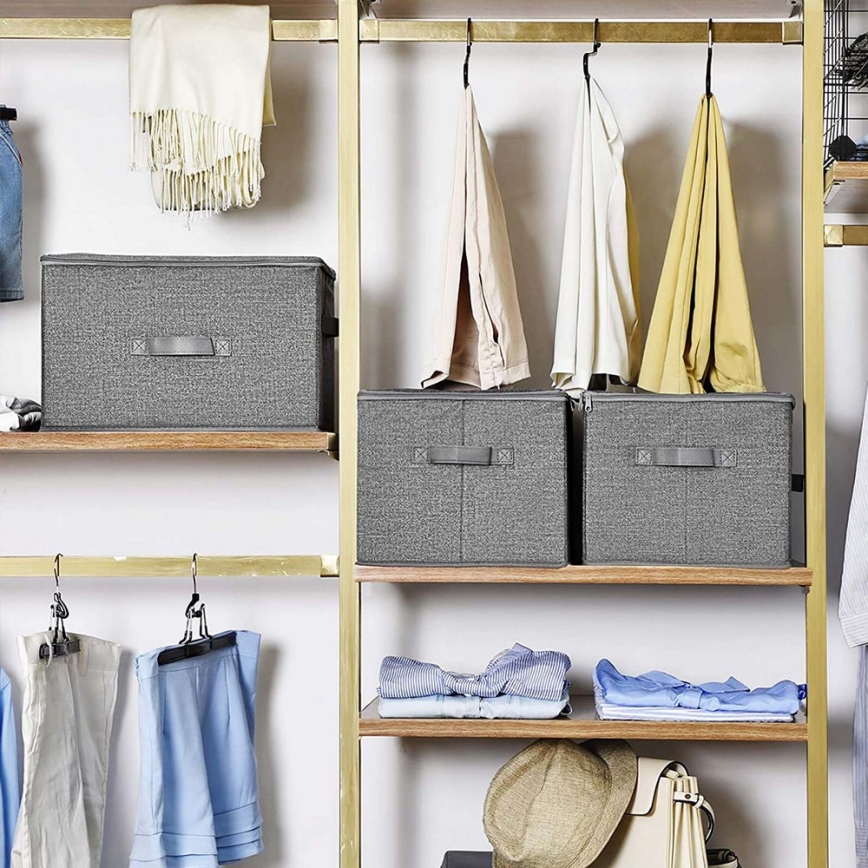 Set od 3 kutija za odlaganje sa zatvaračem CURAN, sive