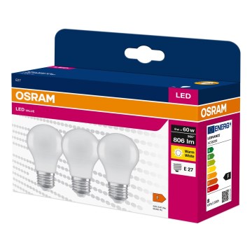 Set od 3 LED sijalice A60 E27/8W/230V 3000K - Osram