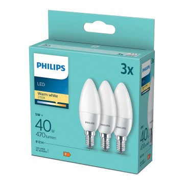 Set od 3 LED sijalice Philips B35 E14/5W/230V 2700K