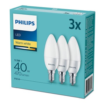 Set od 3 LED sijalice Philips E14/5,5W/230V 2700K