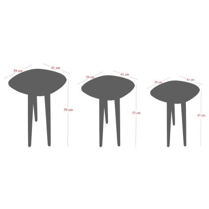 Set od 3 pomoćna stočića TYN, braon