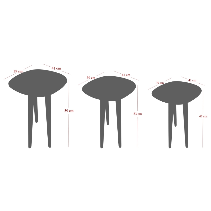 Set od 3 pomoćna stočića TYN, braon