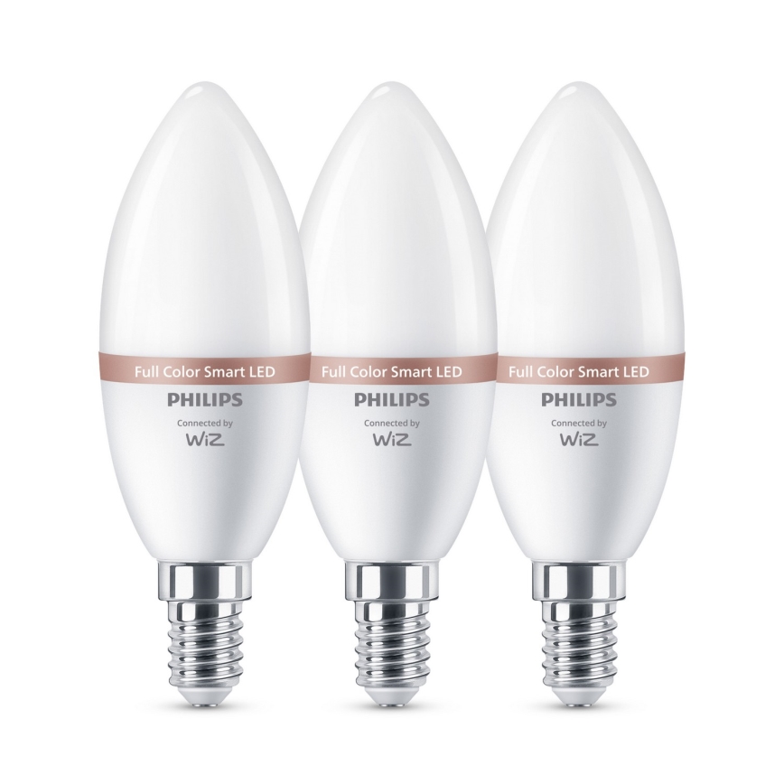 KOMPLET 3x LED RGB prigušiva sijalica Philips SMART C37 E14/4,9W/230V 2200-6500K CRI 90