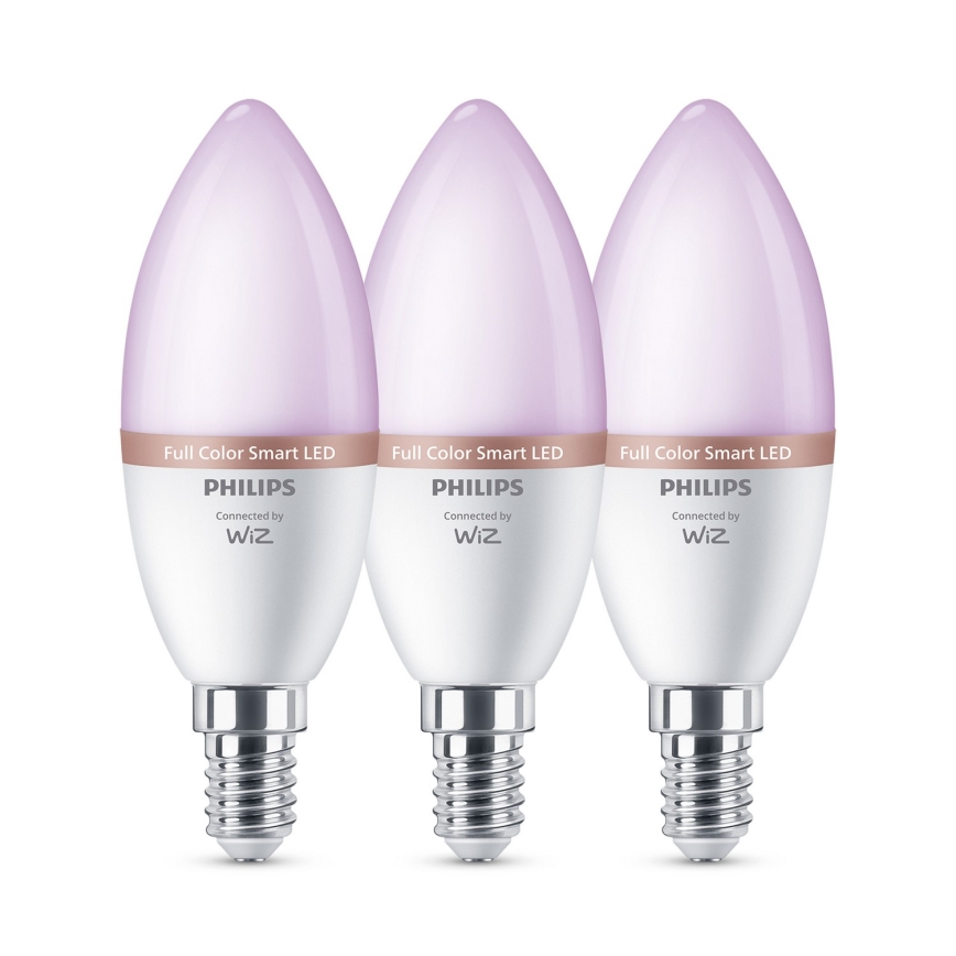 KOMPLET 3x LED RGB prigušiva sijalica Philips SMART C37 E14/4,9W/230V 2200-6500K CRI 90