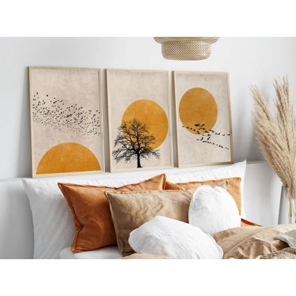 Set od 3 slika u foto okviru 50x70 cm bež/narandžasta