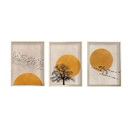 Set od 3 slika u foto okviru 50x70 cm bež/narandžasta
