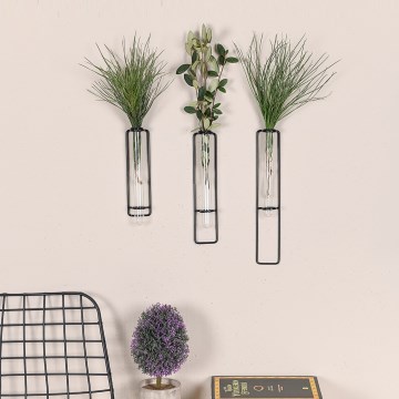 Set od 3 zidne dekoracije za cveće 20/25/30 cm, crne