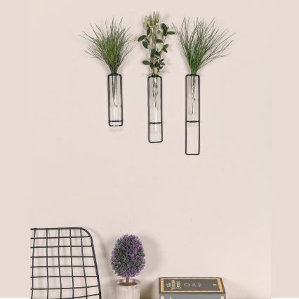 Set od 3 zidne dekoracije za cveće 20/25/30 cm, crne