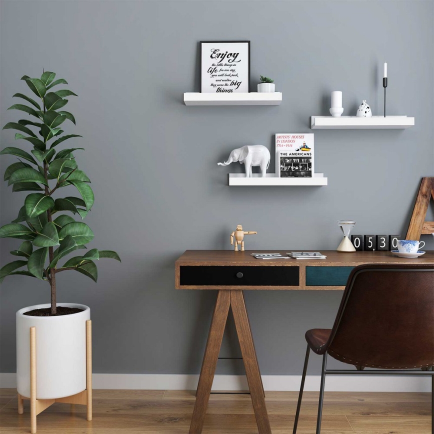 Set od 3 zidne police SHELFY, bele