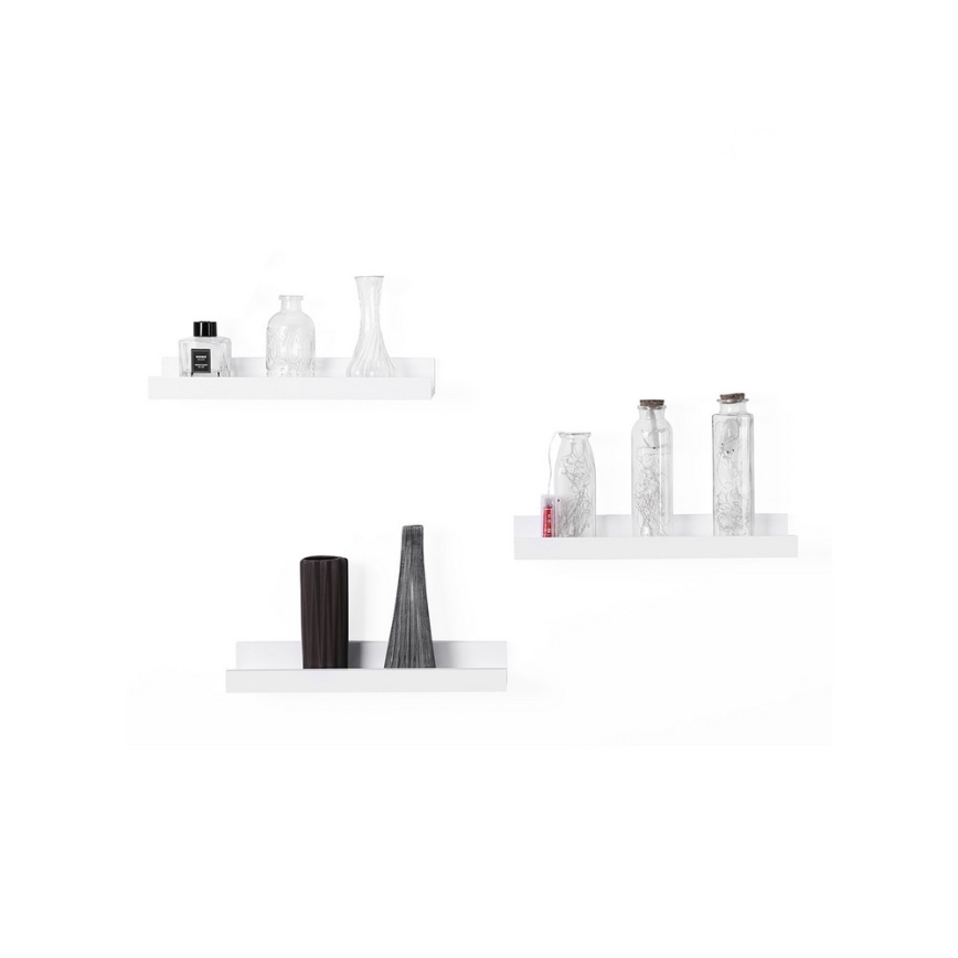 Set od 3 zidne police SHELFY, bele