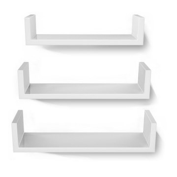 Set od 3 zidne police SHELFY, bele