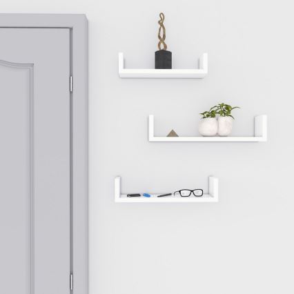 Set od 3 zidne police SHELFY, bele