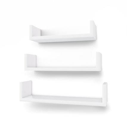 Set od 3 zidne police SHELFY, bele