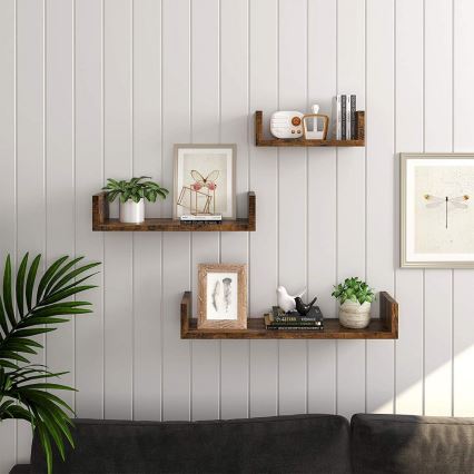 Set od 3 zidne police SHELFY, braon