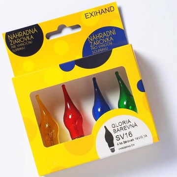 Set od 4 rezervne sijalice GLORIA E10/14V/0,1A u boji, Proizvedeno u Češkoj