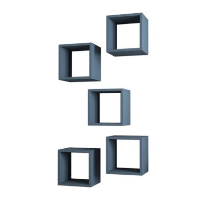 SET od 5 zidnih polica BOX, plave boje