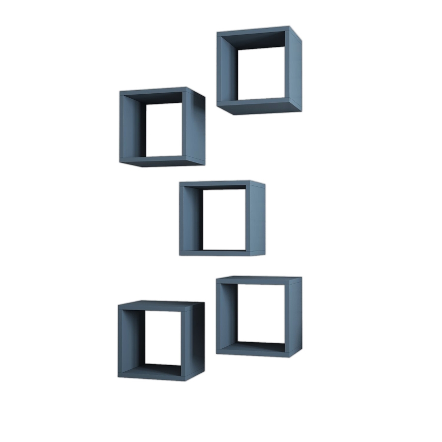 SET od 5 zidnih polica BOX, plave boje