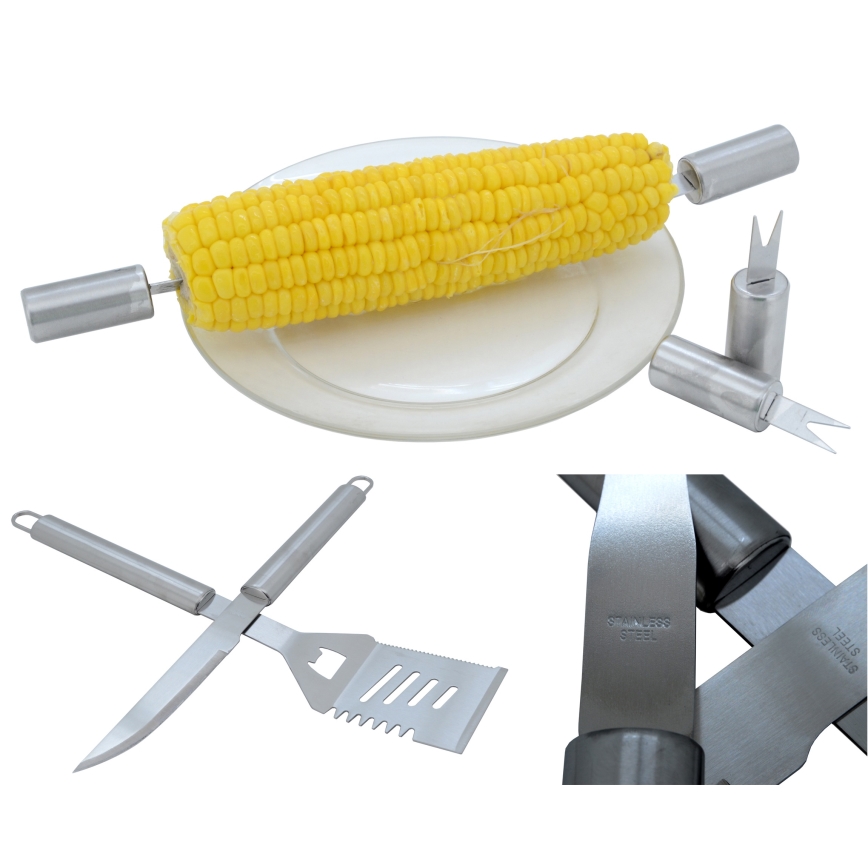 Set profesionalnog pribora za roštilj od nerđajućeg čelika u koferu, 30 delova