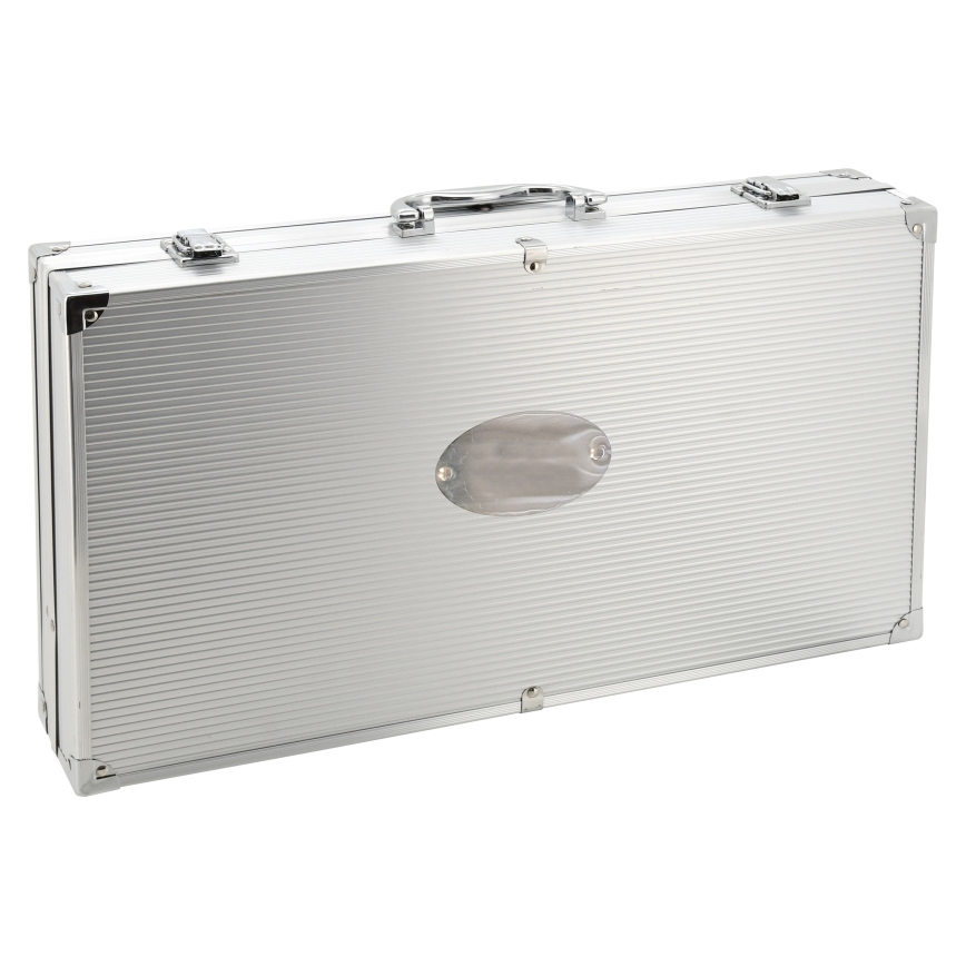 Set profesionalnog pribora za roštilj od nerđajućeg čelika u koferu, 30 delova