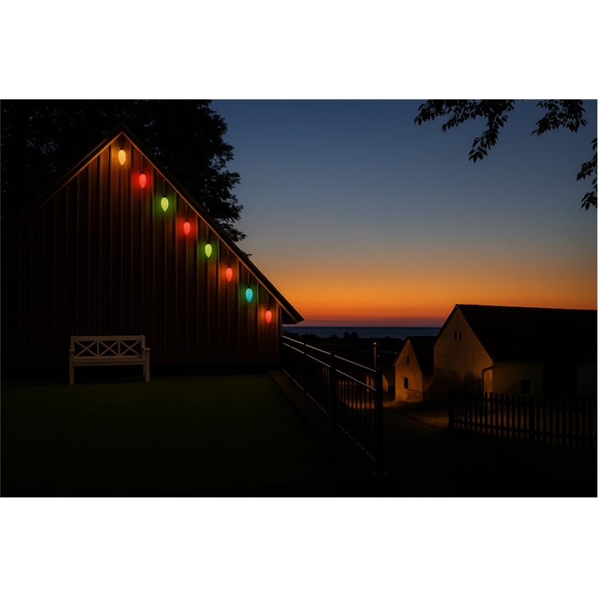 Produžna LED spoljašnja girlanda CONE FILAMENT 20xE10 14m višebojna/toplo bela IP44, Proizvedeno u EU