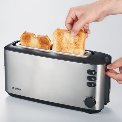 Severin AT 2515 - Toster sa dva otvora 1000W/230V nerđajući čelik/crna