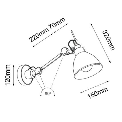Shilo - Zidna lampica 1xE27/15W/230V crna