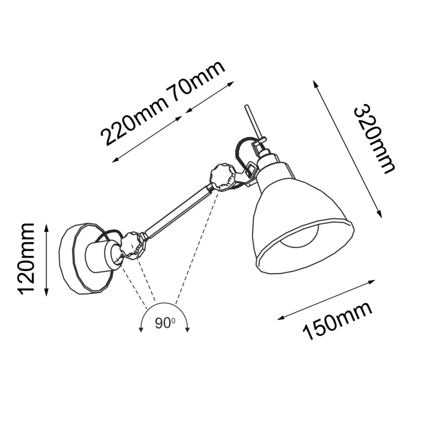 Shilo - Zidna lampica 1xE27/15W/230V crna