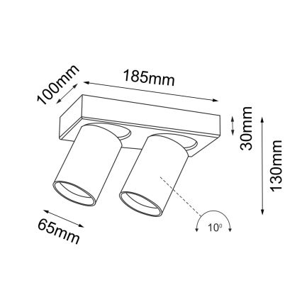 Shilo - spot svetlo 2xGU10/15W/230V crna